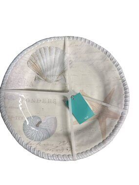 Nwt 4 Coastal Home Melamine Seashell Dinner Plates 10.5" Coastal Nautical Beach